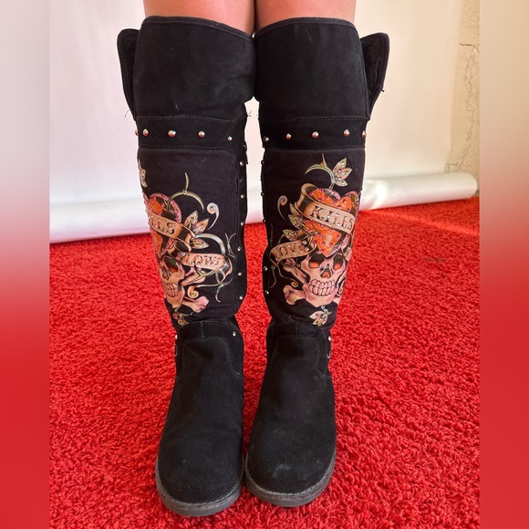 Don Ed Hardy Suede/Fur boots 2013 US8 EUR39 - Picture 14 of 16